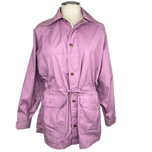 Vtg THE WOOLRICH WOMAN Pink Hooded Parka Rain Coat Jacket Sz Medium